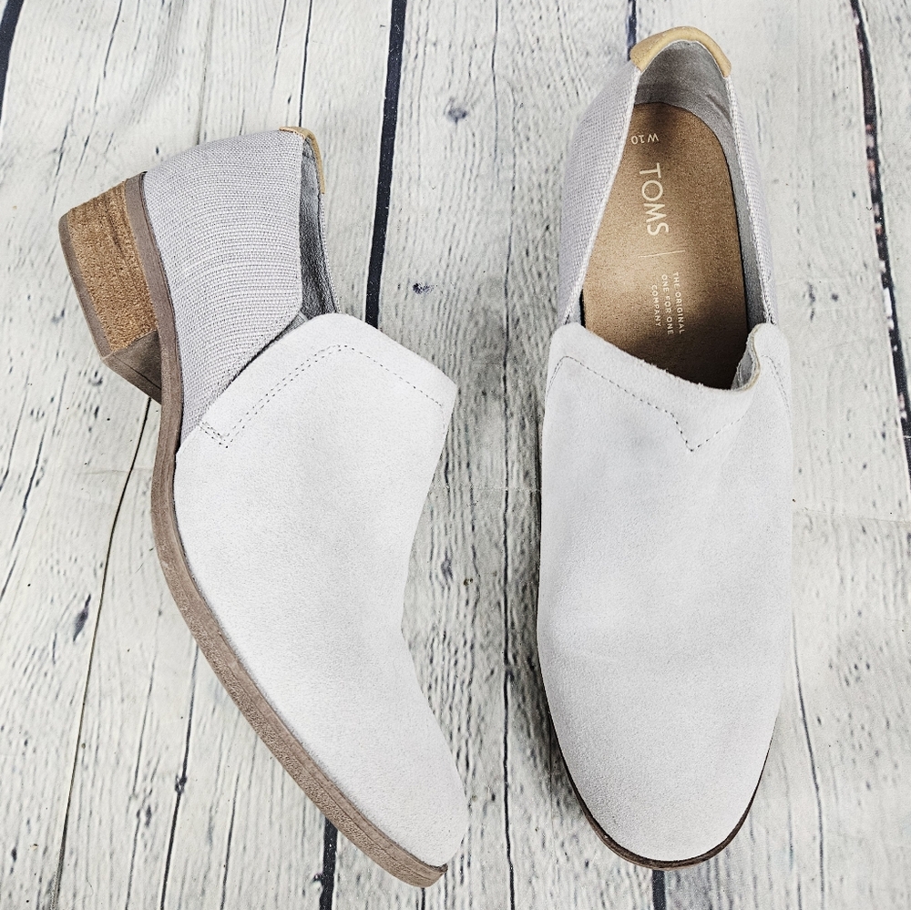 TOMS | Shaye slip-on suede leather & fabric heeled shoes